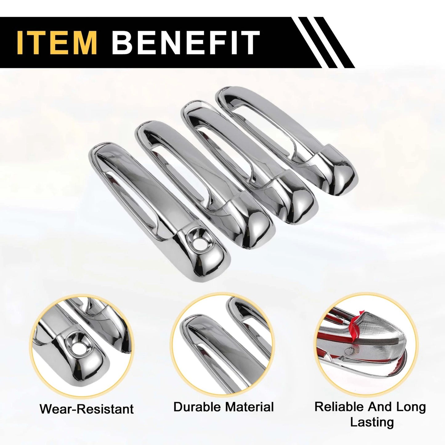 Car Door Handle Protector Set for Dodge Ram 1500 (2002-2008) Silver Tone
