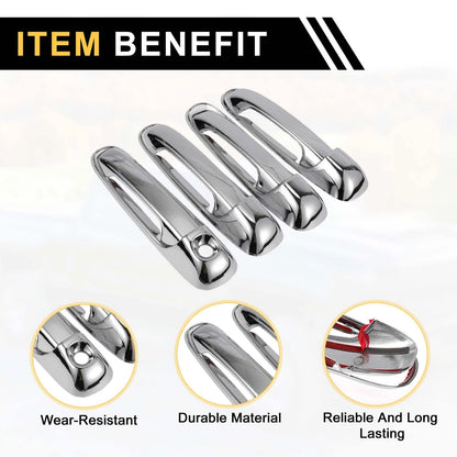 Car Door Handle Protector Set for Dodge Ram 1500 (2002-2008) Silver Tone