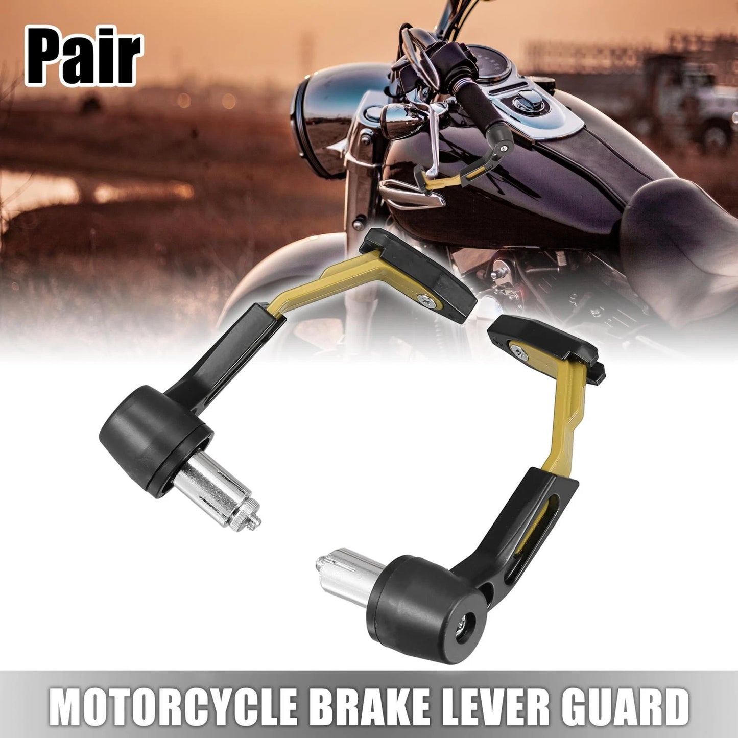 Pair / 7/8" 22mm / Motorcycle Brake Lever Guard Handlebar Protector Clutch Gold Tone for Bike