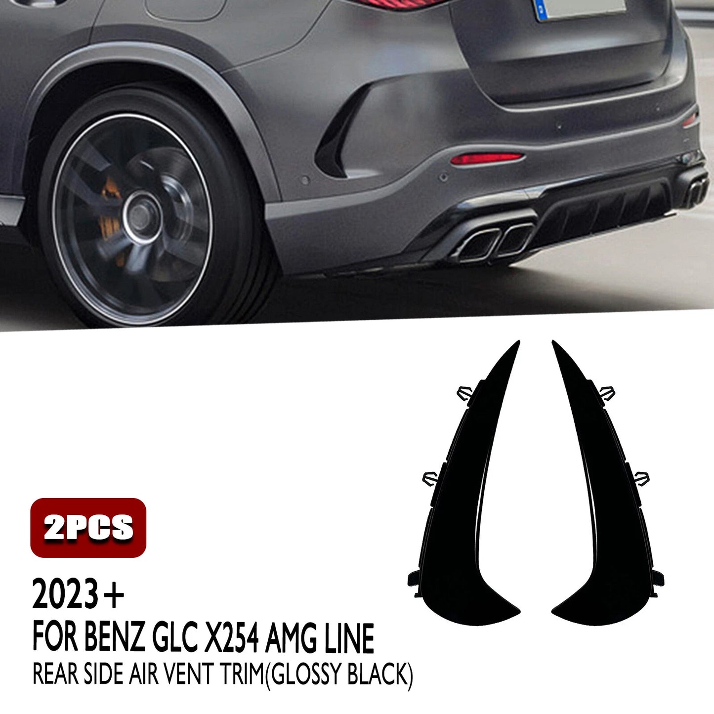 Rear Bumper Side Splitter Lip for Benz GLC260 300 (2023 - Present)