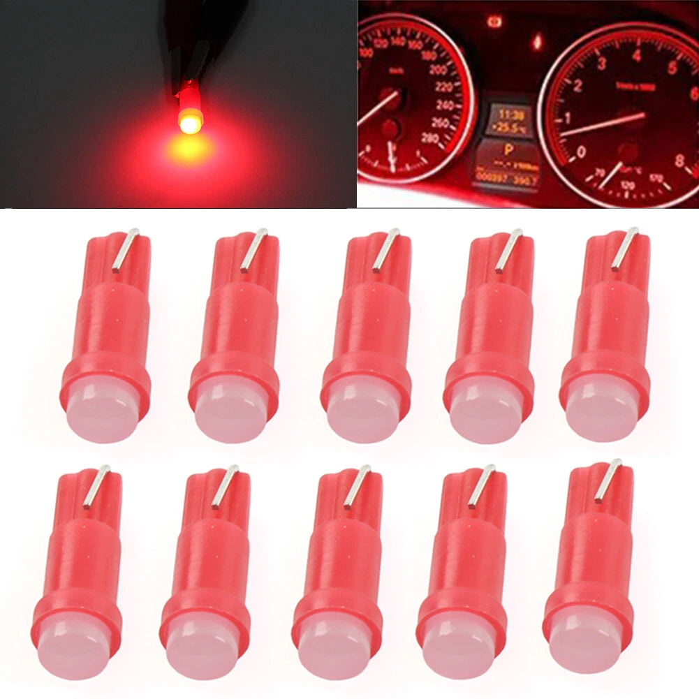 T5 LED Red Light Indicator Bulb for Car Dashboard Gauge Lamp (Fits Various Models)