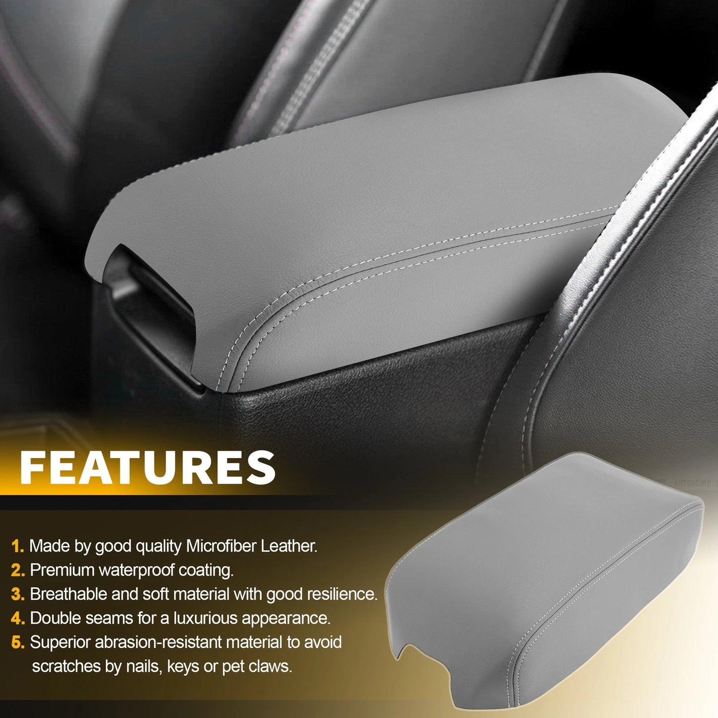 Middle Console Arm Rest Cover Gray for Toyota Camry (2012–2017)