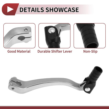 Folding Motorcycle Gear Shifter Lever Silver Tone Black Head for Kayo T6