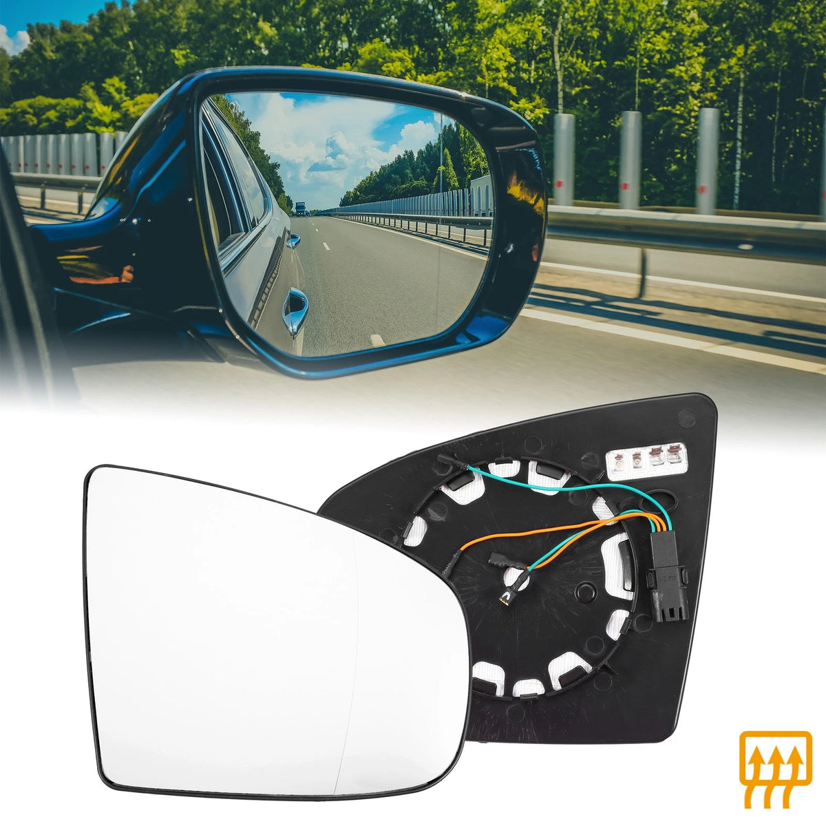 Heated Rearview Mirror Glass with Backing Plate for BMW X5 X6