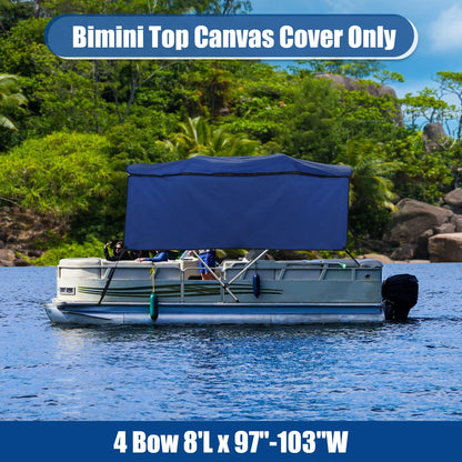 Set 600D 4Bow Bimini Top 8'Lx97–103"W Canvas Detachable Side Blocks for Make