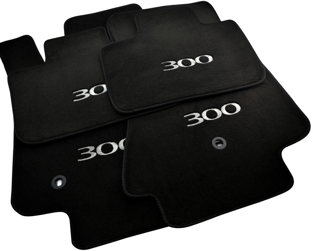 Floor Mats for Chrysler 300C 2011 - Black Tailored Carpets with 300 Emblem Set