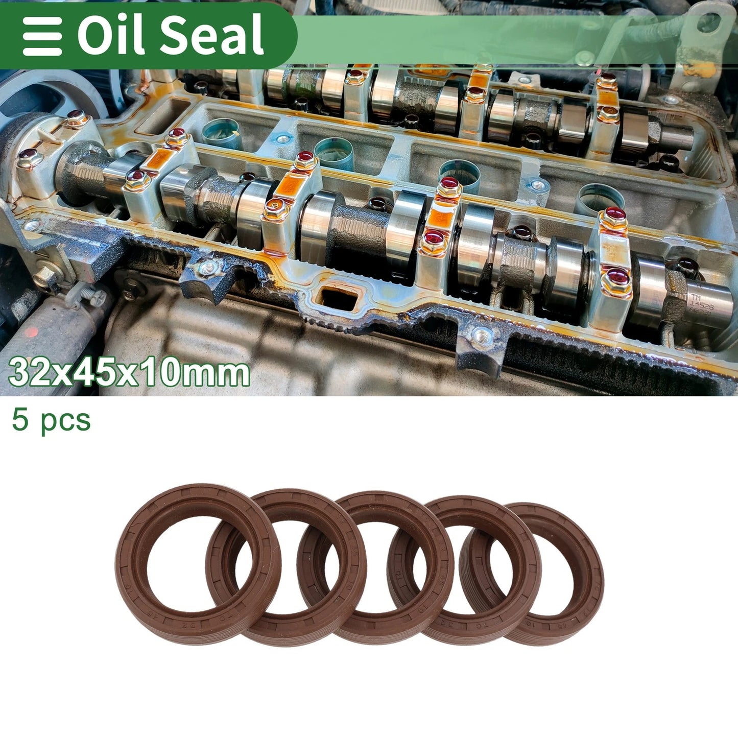 Oil Seal / 32x45x10mm 5 x / FKM Rubber High Pressure Brown / for Make Model