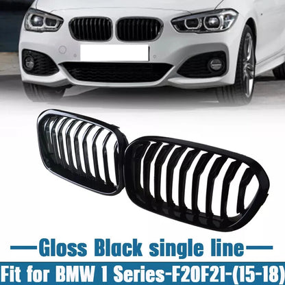 2 x Front Kidney Grille Gloss Black for BMW F20 F21 (2015-2017)