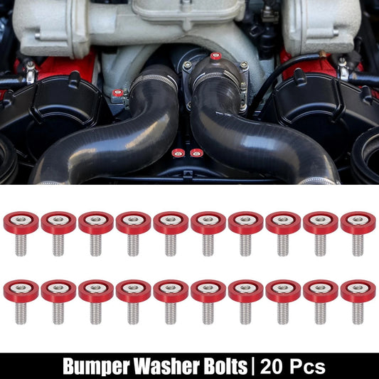20pcs M6 Fender Bumper Washer Bolt Screw Engine Bay Fastener for Car Motorcycle