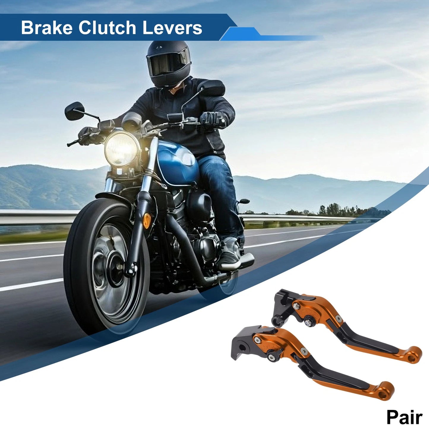 2 x Adjustable Brake Clutch Levers Orange Head Black Handle for Yamaha YZF R1
