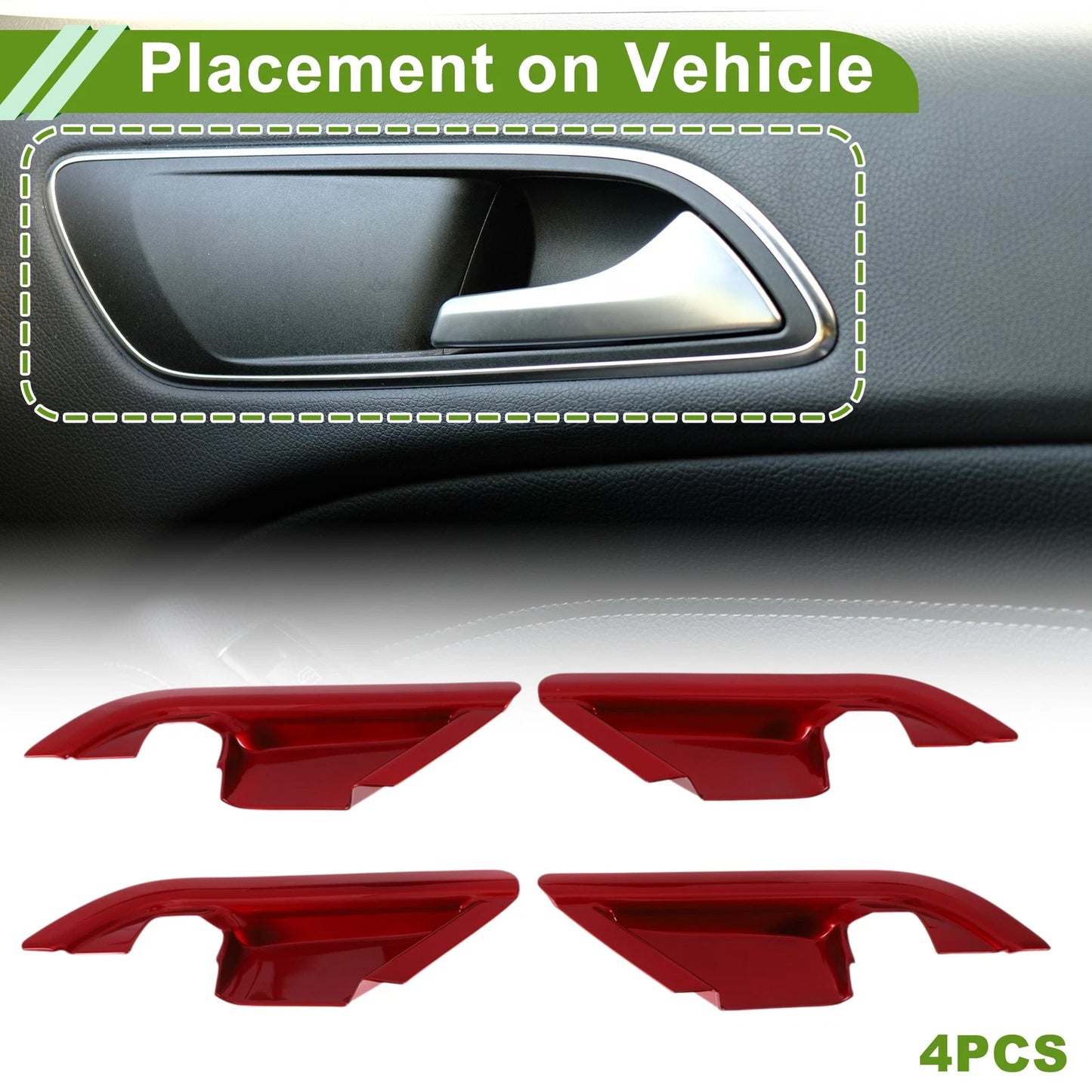 Red ABS Interior Door Handle Bowl Cover Trim for Toyota Camry (2018-2022) 4 x