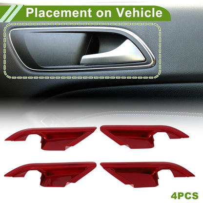 Red ABS Interior Door Handle Bowl Cover Trim for Toyota Camry (2018-2022) 4 x