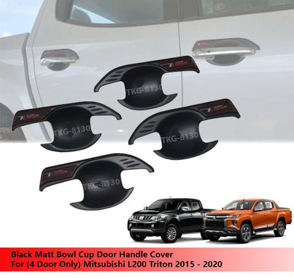 4 x Black Door Handle Bowl Trim for Mitsubishi L200 Triton (2015-2020)