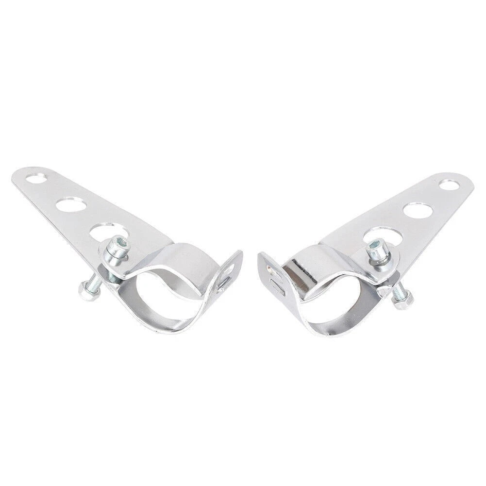 Fork Mount Headlight Brackets for Cafe Racer Bobber Chopper Silver