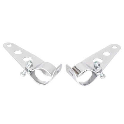 Fork Mount Headlight Brackets for Cafe Racer Bobber Chopper Silver