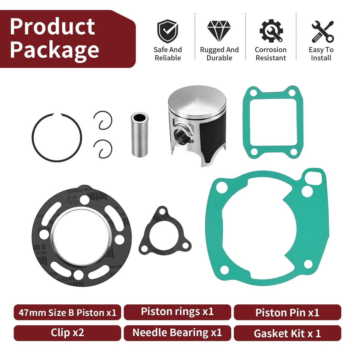 Top End Piston 47mm w/ Gaskets for Honda CR80R (1986–1991)