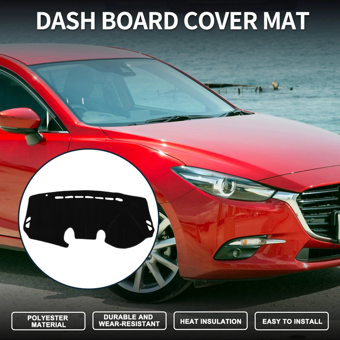 Dashboard Cover Mat for Mazda 2 Demio (2007-2014) Sun Protector Black