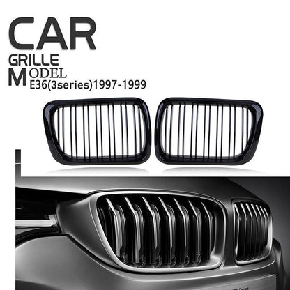 Gloss Black Front Kidney Grille Cover for BMW 3 Series E36 M3 (1997-1999)