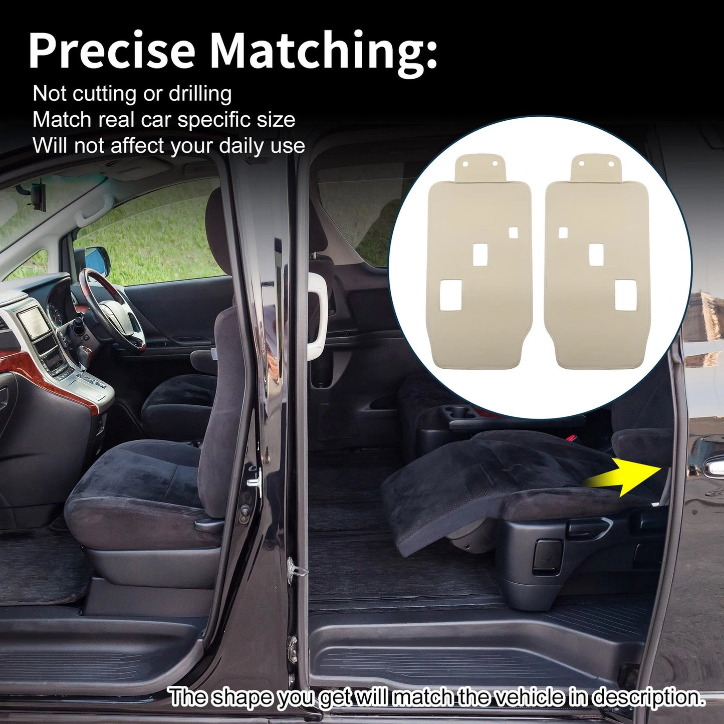 Car Door Anti Kick Pad Sticker 2 pcs Beige for Toyota Vellfire Alphard