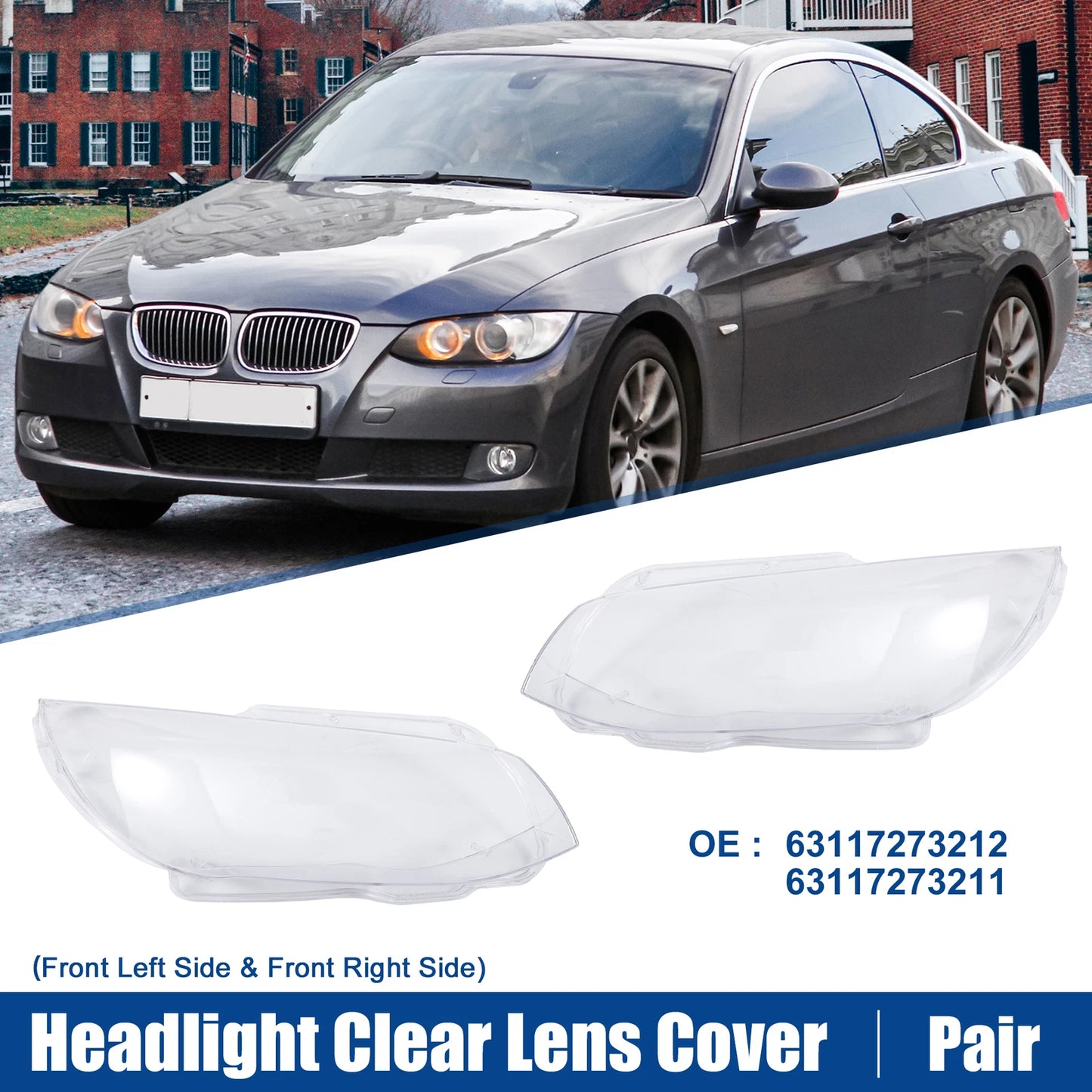 Headlight Clear Lens Shell Cover for BMW 3 Series E92 E93 (2007-2013)