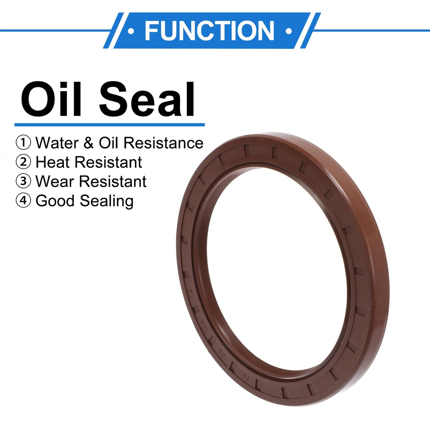 Oil Seal 100x130x12mm 2 x Seal Ring Rotary Shaft FKM Rubber Brown
