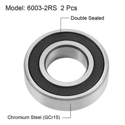 Deep Groove Ball Bearing Z2 17x35x10mm Double Sealed Chrome Steel 2 x