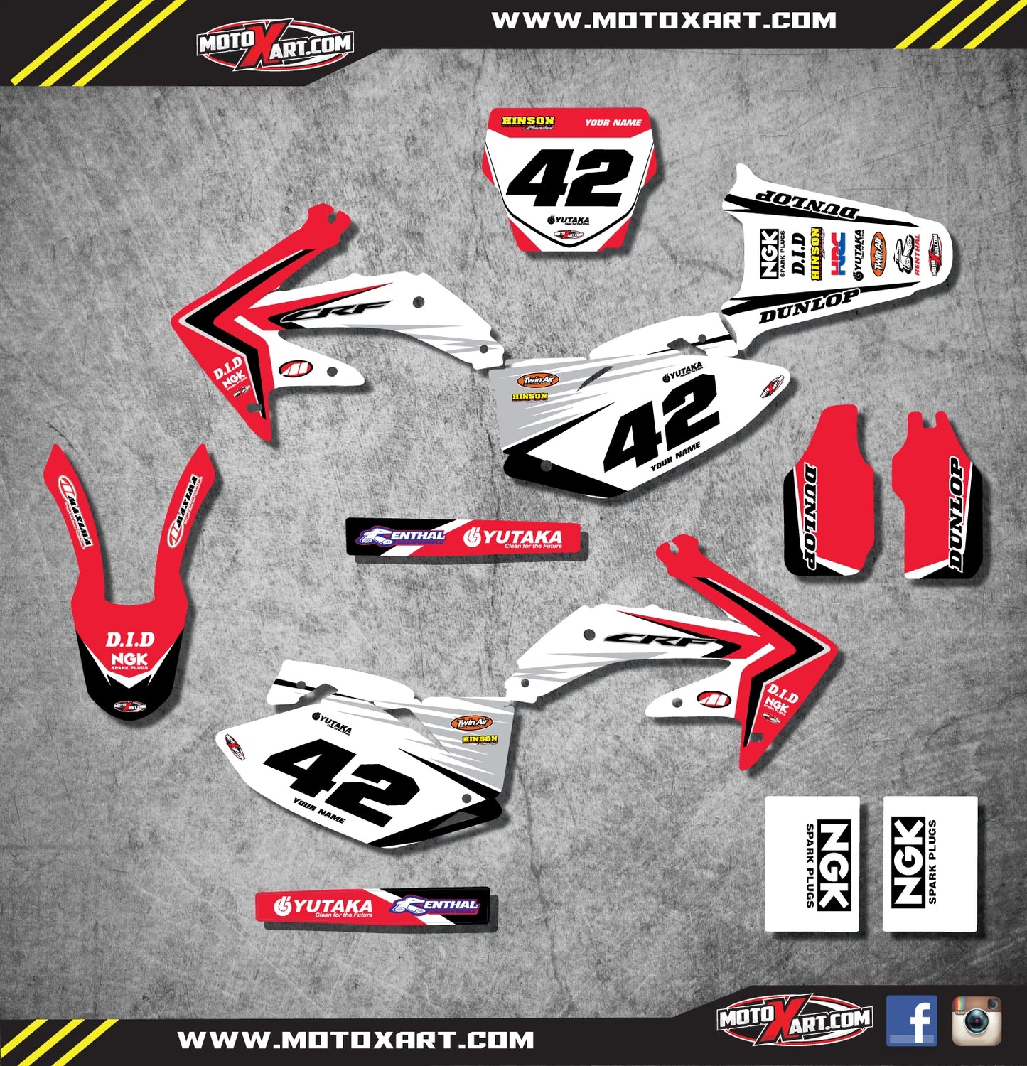 Custom Graphics Full Kit for Honda CRF 450 (2005-2007) REBOUND Style Stickers