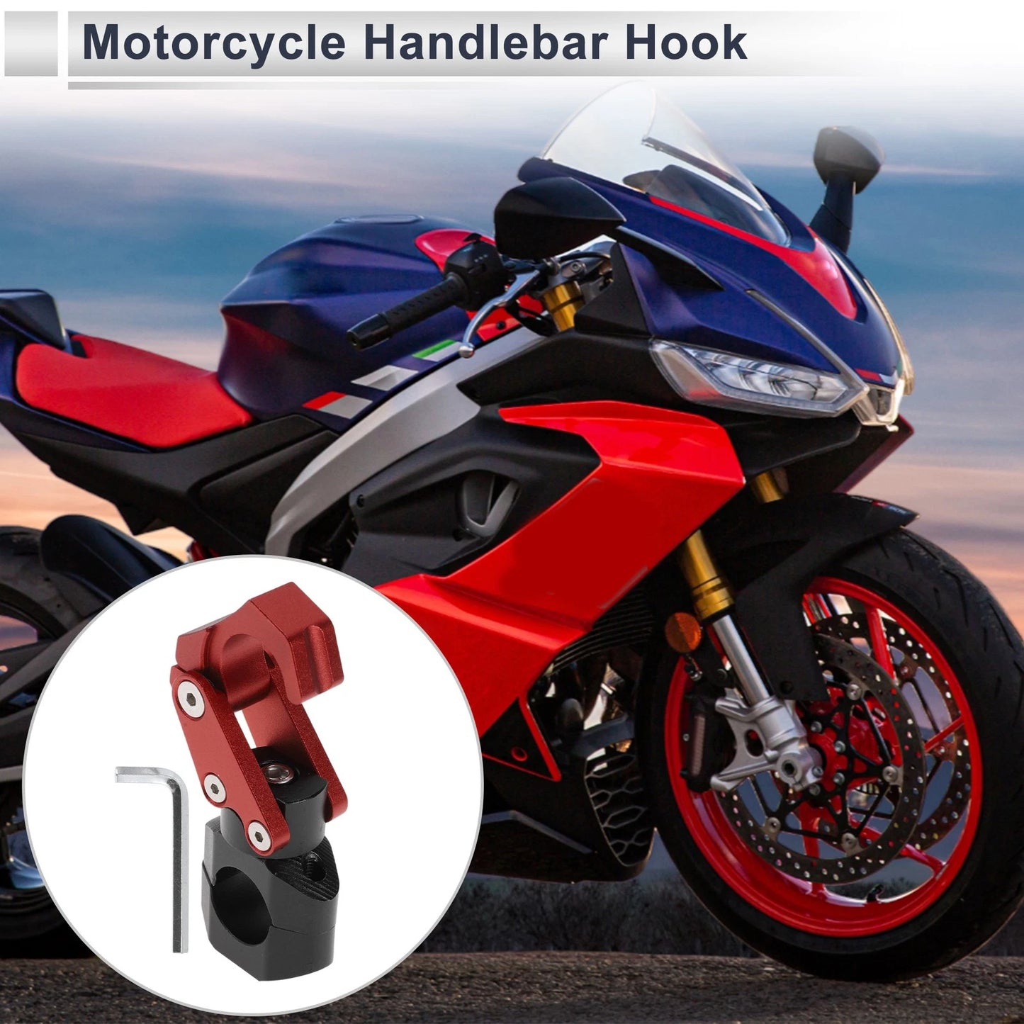 Rectangle Aluminum Alloy Hanging Hook Hexagon Wrench 1 Set Red for Motorcycle