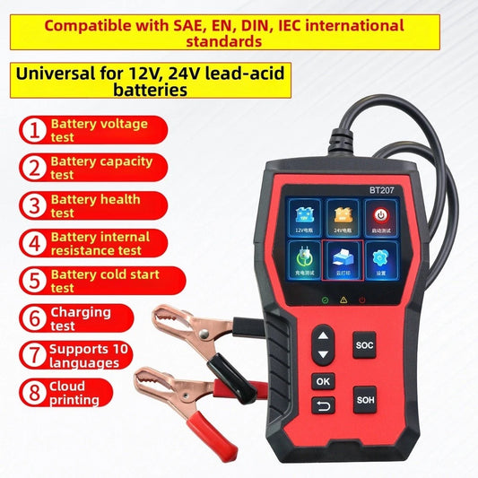 12V 24V Car Battery Tester with LCD Screen for Acid Battery Analysis
