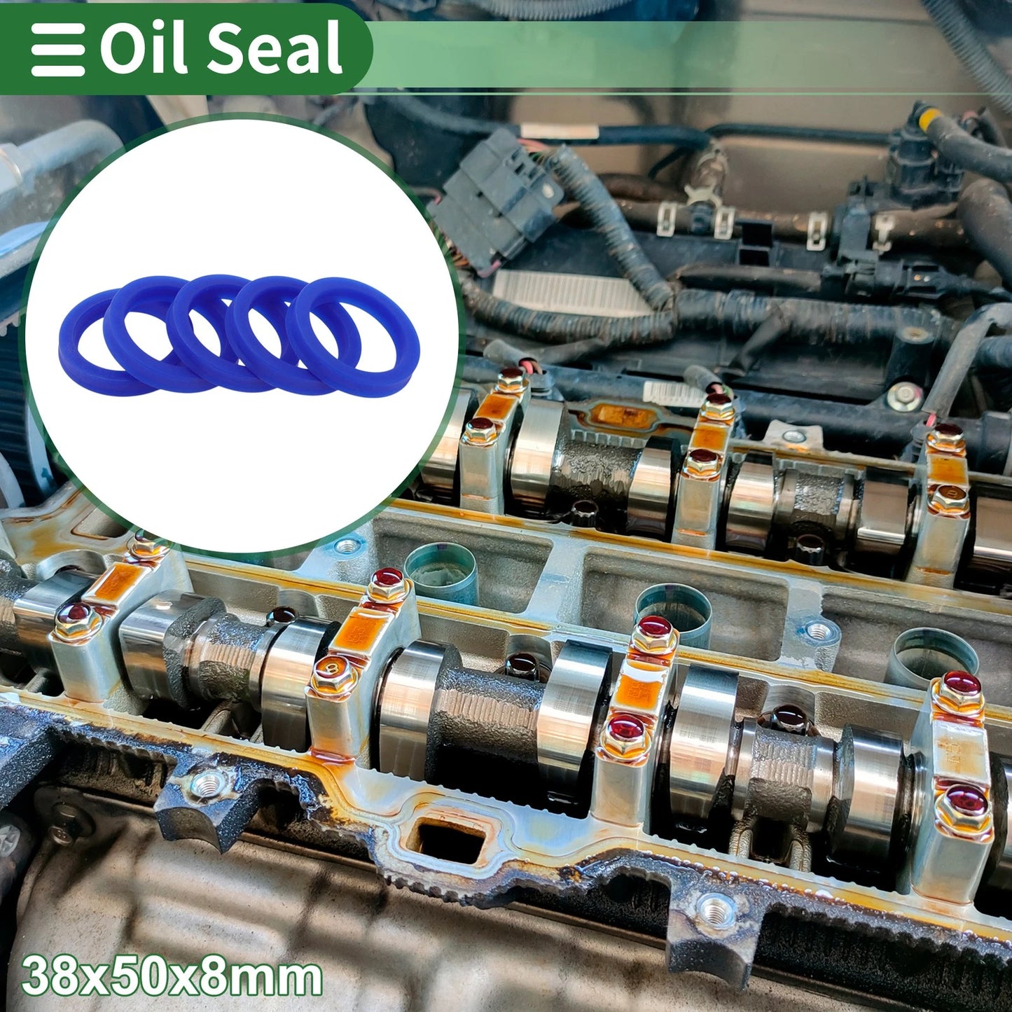 Oil Seal Rotary Shaft Seal TPU 38x50x8mm High-Pressure Blue 5 Pcs