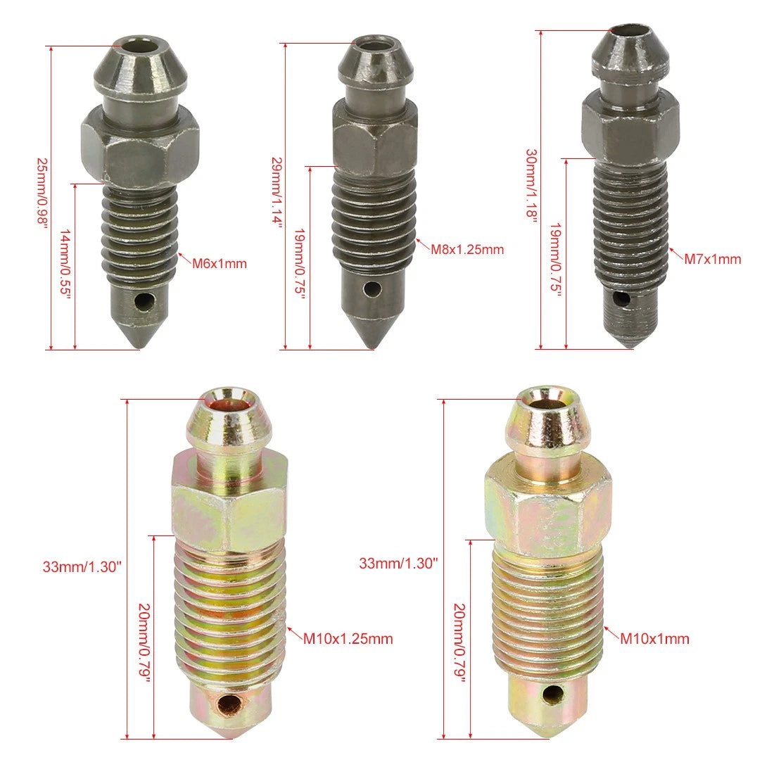 10Pcs M6X1/M7X1/M8X1.25/M10x1/M10x1.25 Bleeder Screw Cap for Motorcycle