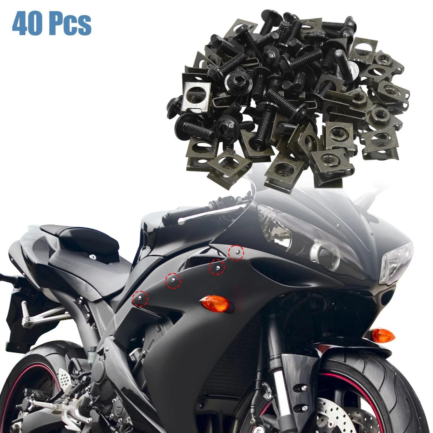 Rivets (40pcs) / M6 / U-Type Rivets for Motorcycle Fasteners