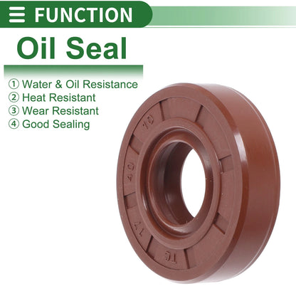 Oil Seal 17x40x10mm Brown 5 Pcs Rotary Shaft Seal FKM Rubber