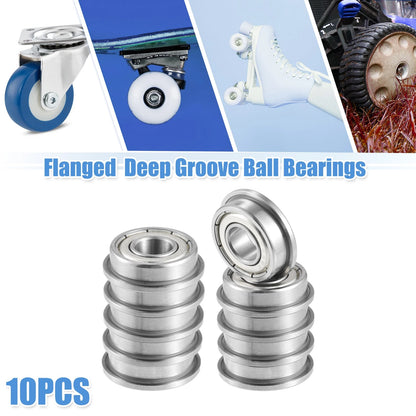 10 x 8x19x6mm Deep Groove Ball Bearings Flanged, Single Row
