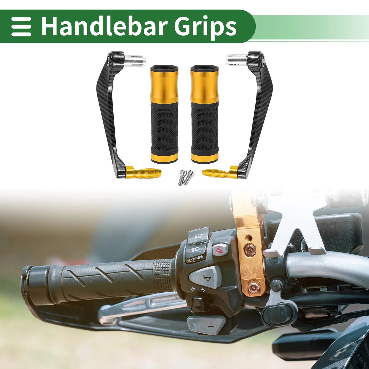 Hand Grips Cover for Motorcycle Diamond Pattern Gold Tone