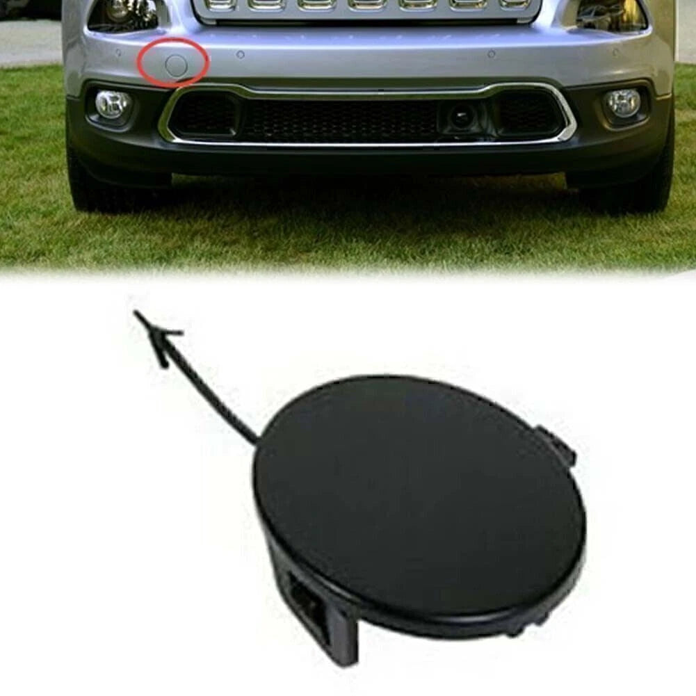 Front Black Bumper Tow Hook Eye Cap Cover for Jeep Cherokee (2014-2018)