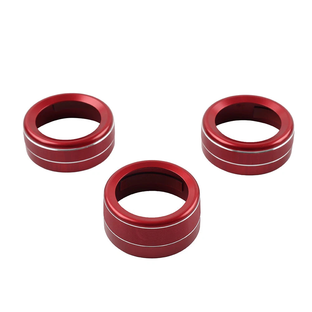 3 x Red AC Climate Control Knob Ring Covers for Mazda 3, CX-5 (2014-2019)
