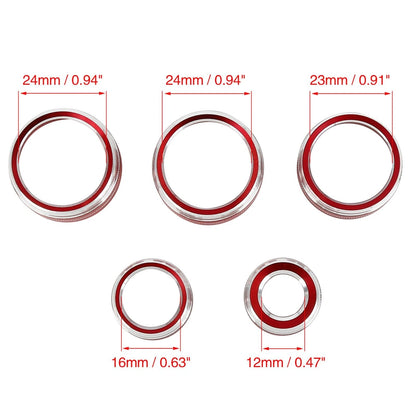 5x / Red AC Climate Control Knob Ring Trim Cover for Toyota Camry (2018-2020)