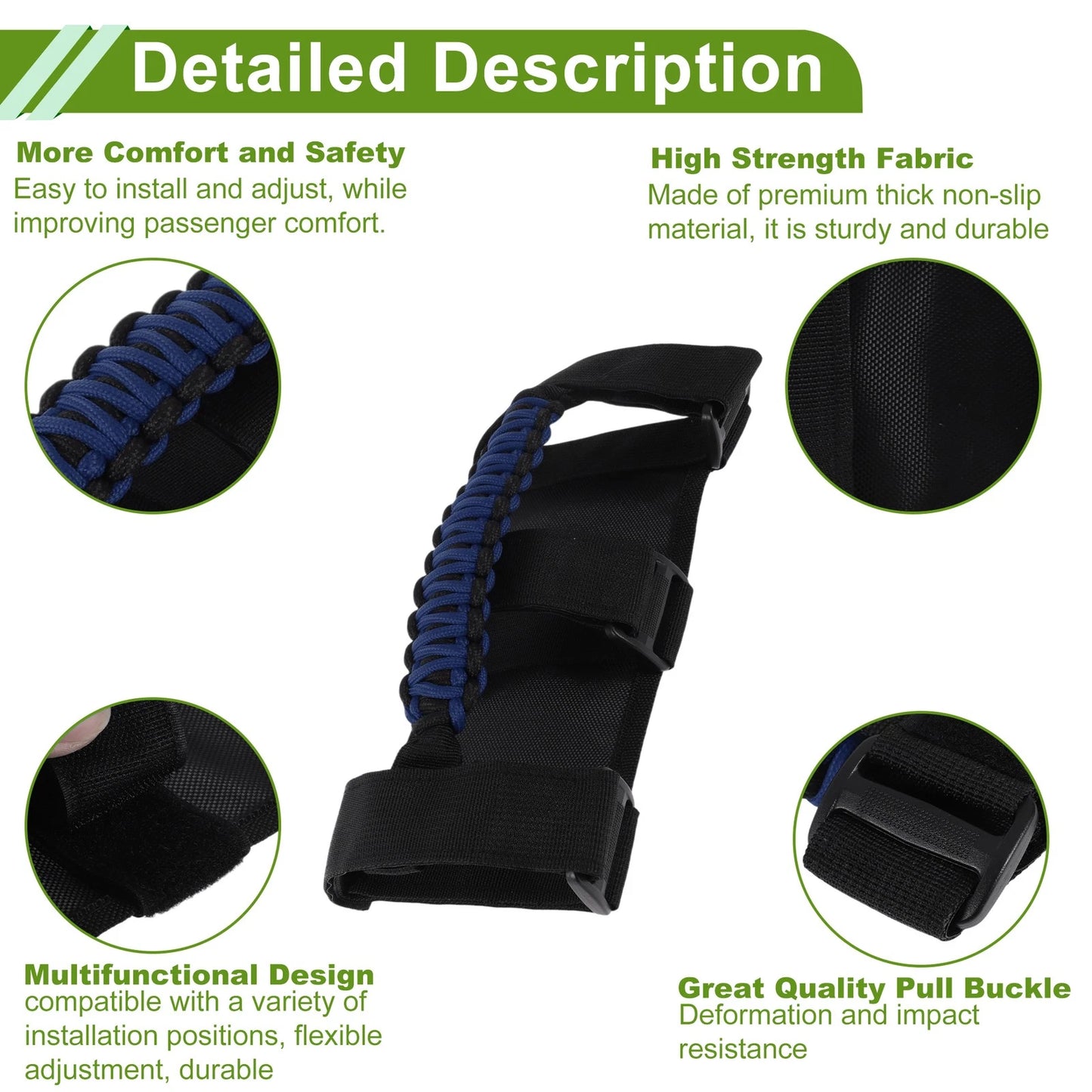 Roll Bar Grab Handles for Jeep Wrangler (1955-2023) - Blue