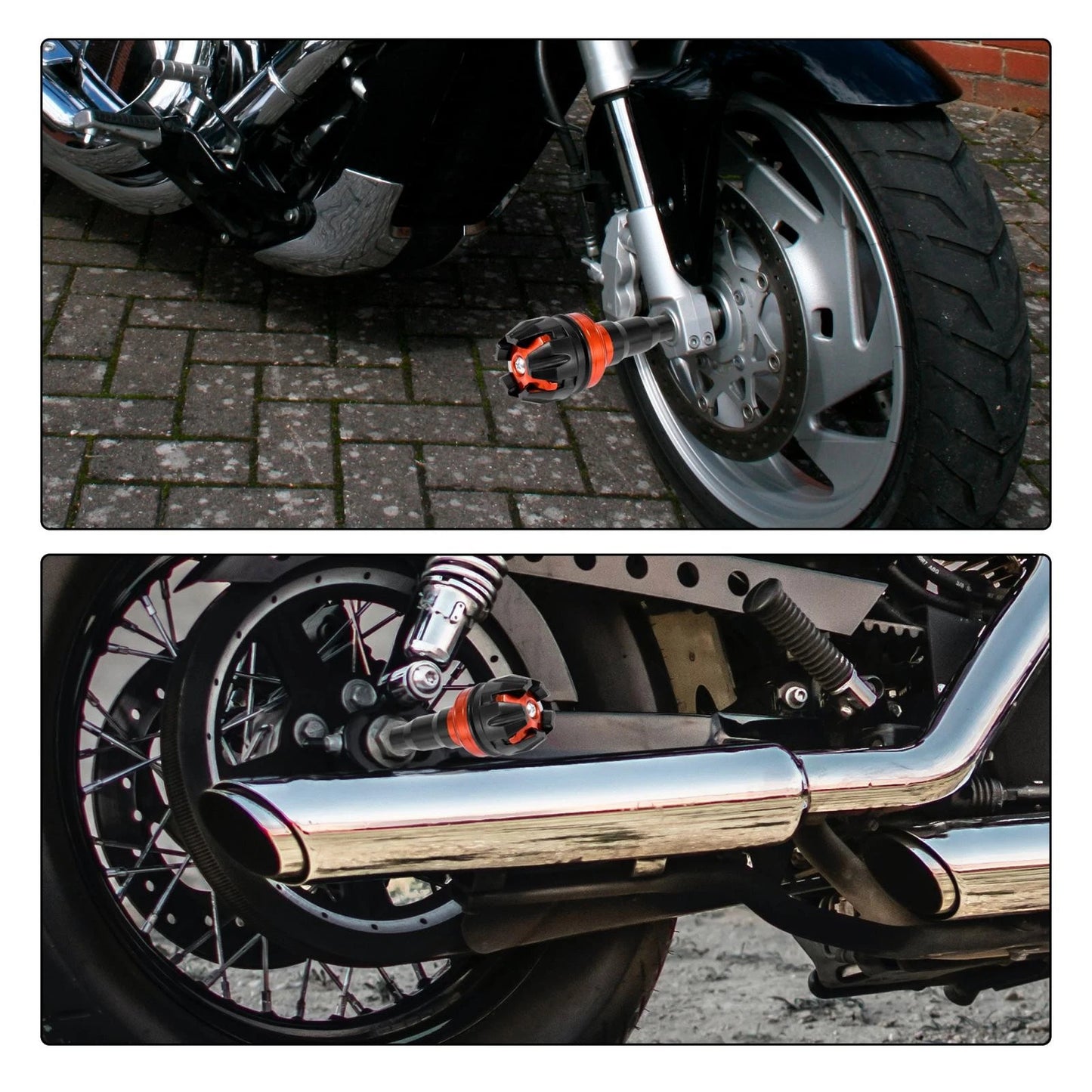 M10 x 1.5 Universal Motorcycle Exhaust Slider Falling Crash Protector Orange