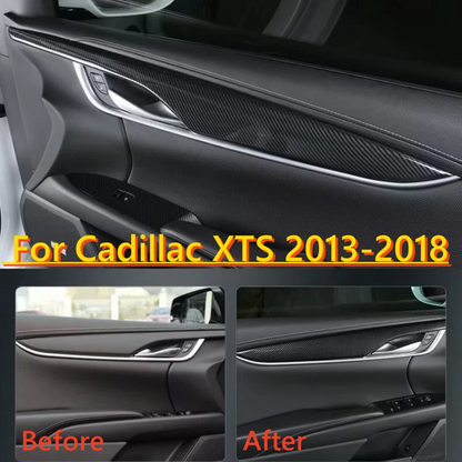 4x Carbon Fiber Inner Door Panel Cover Trim for Cadillac XTS (2013–2018)