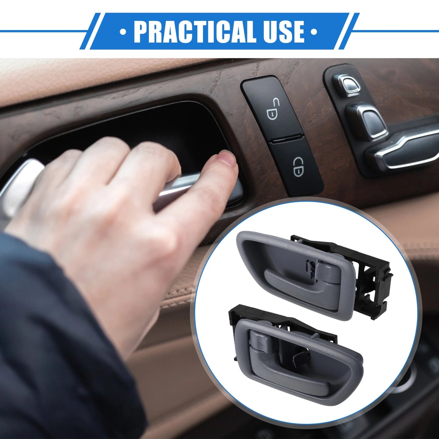 2 x Interior Door Handles Gray for Toyota Sequoia (2004–2007)