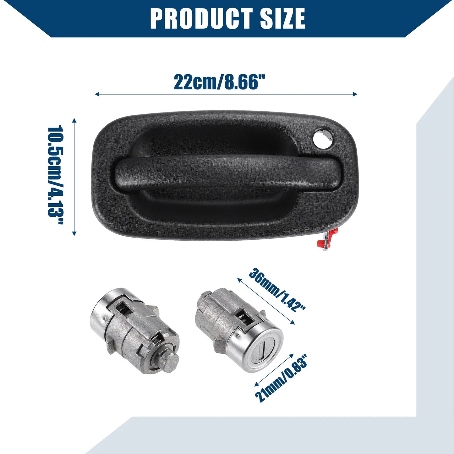 Exterior Door Lock Cylinder & Door Handle for Chevy Silverado & GMC