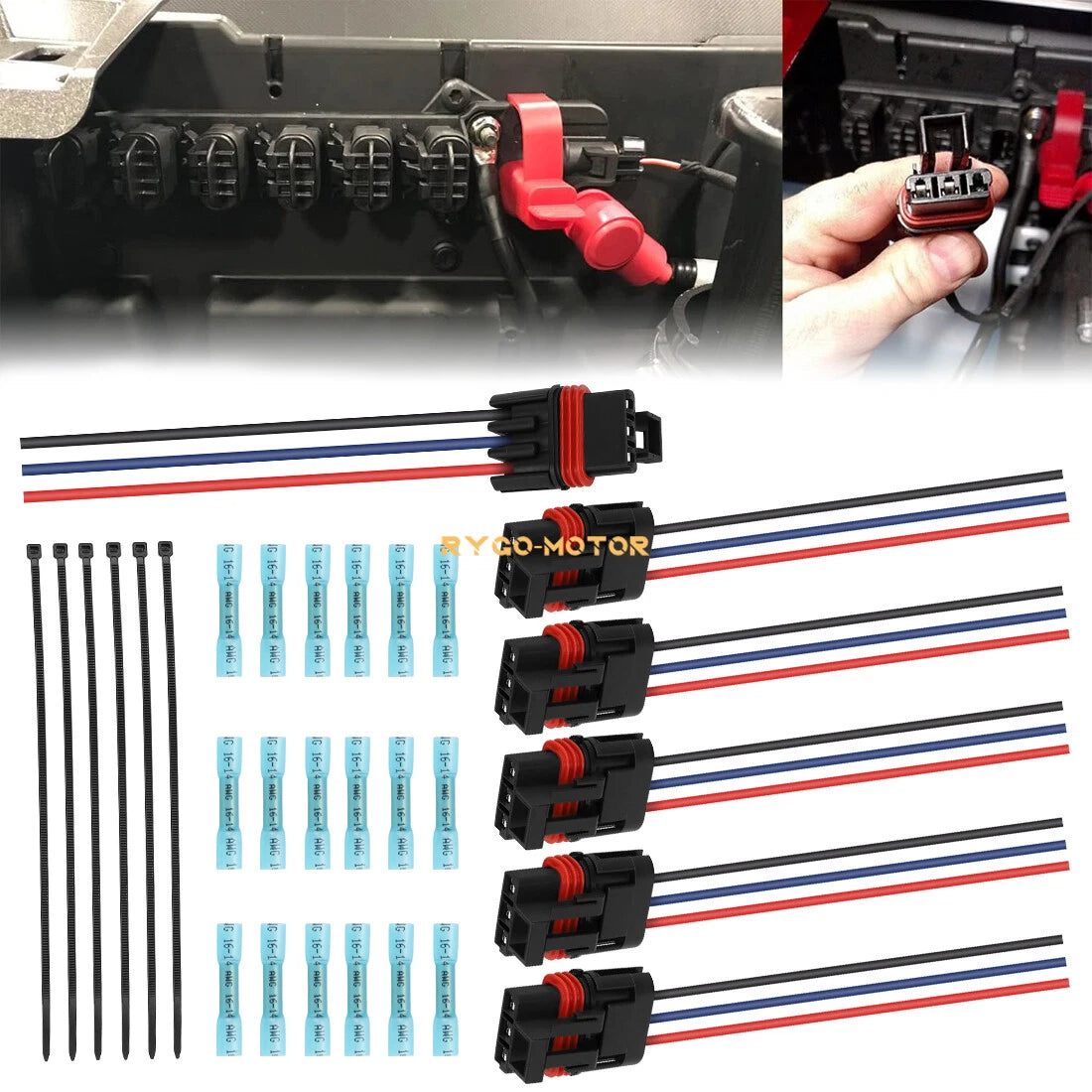 6 x Pulse Bar Plug Bus Connector Pigtail for Polaris RZR PRO XP/XP 4/Turbo