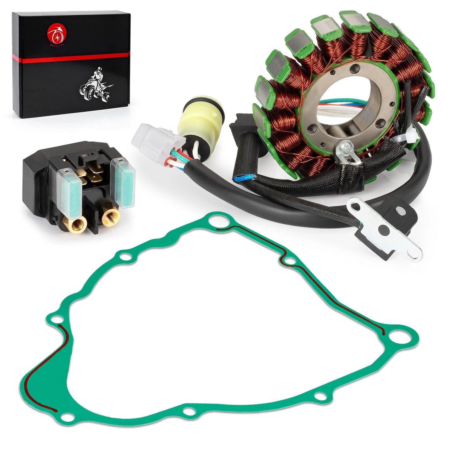 Stator & Starter Relay Solenoid w/ Gasket for Yamaha Bear Tracker 250 YFM250X