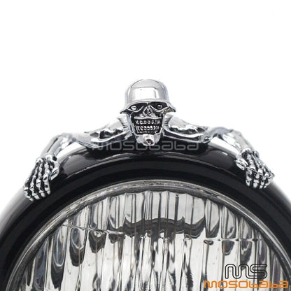 Skull Skeleton Headlight Visor Ornament for Harley Dyna Bobber