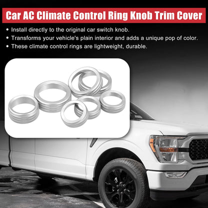 7 x Silver Tone AC Climate Control Knob Covers for Ford F-150 (2021-2022)