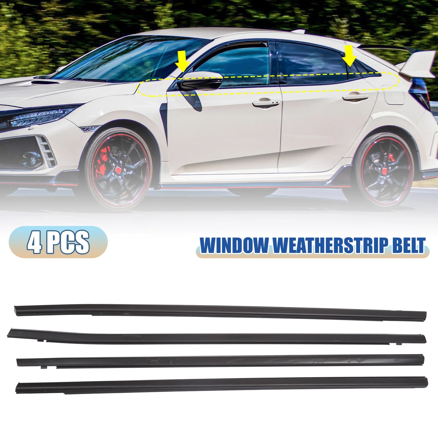4 Pcs Window Seal Weatherstrip Trim for Honda Civic Sedan (2016-2019)