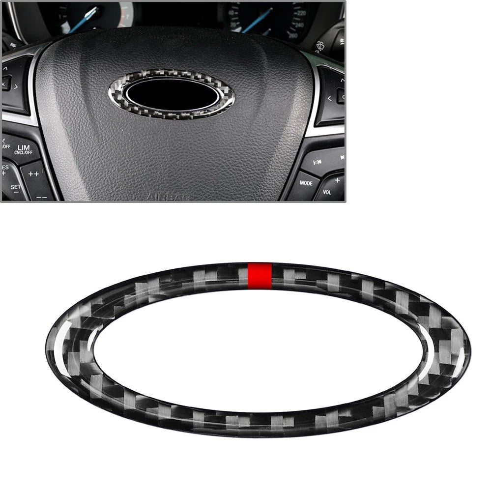 Steering Wheel Center Ring Cover Trim for Ford Mondeo (2013-2019) Black Red Line