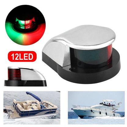 Bow LED Navigation Light for Marine Boat Chrome Housing Red/Green